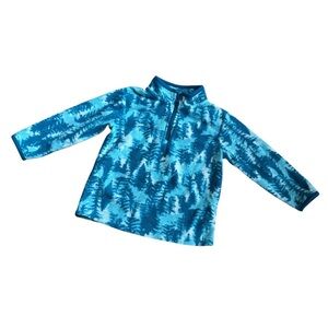 Cat & Jack Blue Fleece Sweatshirt Winter Trees 1/4 Zip Boy Girl 2T